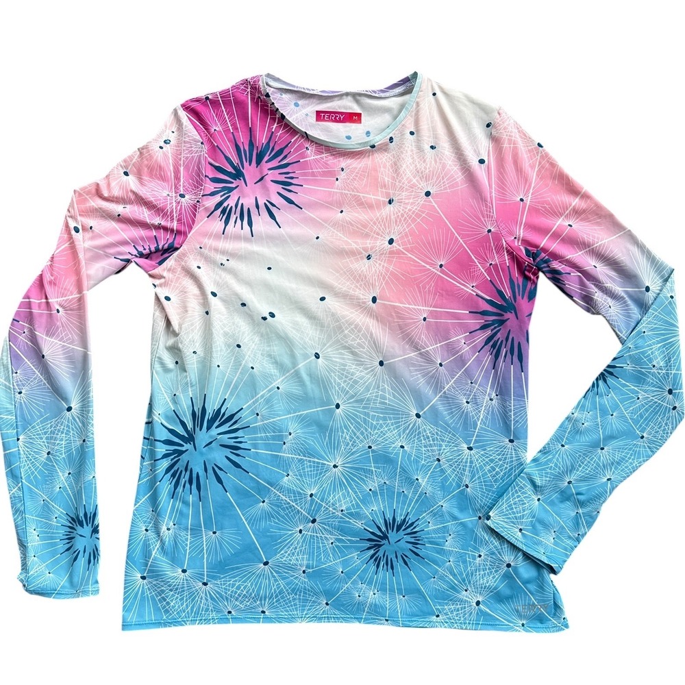 Terry Bicycles Cycling Jersey Womens Medium Pink Blue Dandelion Long Sleeve Top